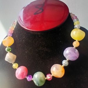 Vintage multiple colors Stone necklace woman